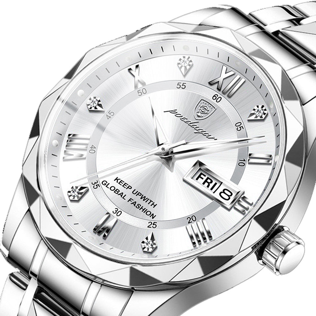 Mens Watch Leather Strap Quartz Movement