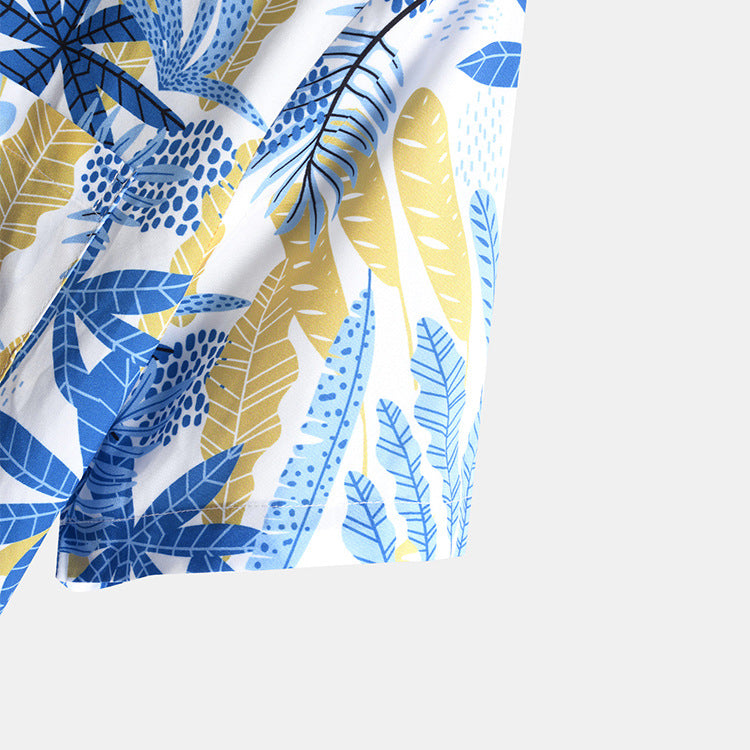 New Foreign Trade Men's Short-sleeved Floral Shirt Hawaiian Shirt